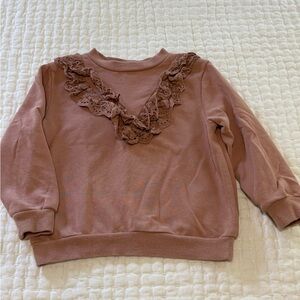 H&M Girls Ruffled Brown Sweatshirt